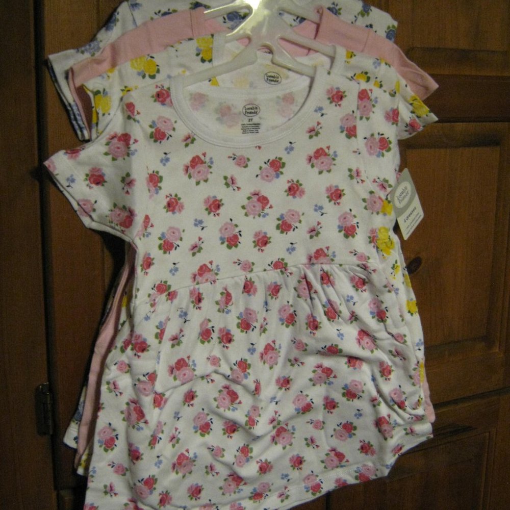 Luvable Friends Baby 4 Dresses Size 2T  Floral